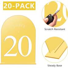 Arch Wedding Table Numbers-20 With Stands – X Acrylic Mirrored Gold Table Number Holders, Wedding Receptions, Parties, Anniversaries, And Events - 磨砂白字體 - 查看 9