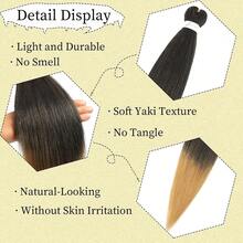 1/3/7 Packs Braiding Hair Pre Stretched 20/26/30 Inch Prestretched Knotless Kanekalon Hair Long Straight Synthetic Box Braids Yaki Texture Hot Water Setting Hair Extensions, T27 - Blonde Ombre - View 3