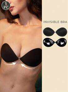 1/2 Pares de Sutiã Adesivo Invisível Reutilizável com Alça Removível - Sutiã Adesivo de Silicone com Fecho Frontal para Levantar Seios Pequenos, Cobre Mamilos Sem Costura Sem Alças para Vestidos e Lingerie