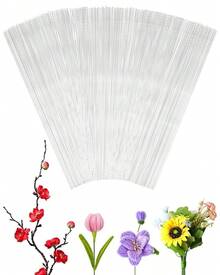 PCS FIVEIZERO 18 Gauge Green Floral Wire Stems Artificial Flower Making,Florist Wire,Flower Wires Crafts,Alambre Para Flores Wreaths, Flower Arrangements And Projects - 白色 - 查看 2