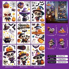 1pc Halloween Window Decor Paper, PVC Decal, Bathroom Sticker, Removable Home & Sink Wall Decoration, Party Supplies Pumpkin Ghost Bat Static Glass Window Sticker - Multicolor - View 9