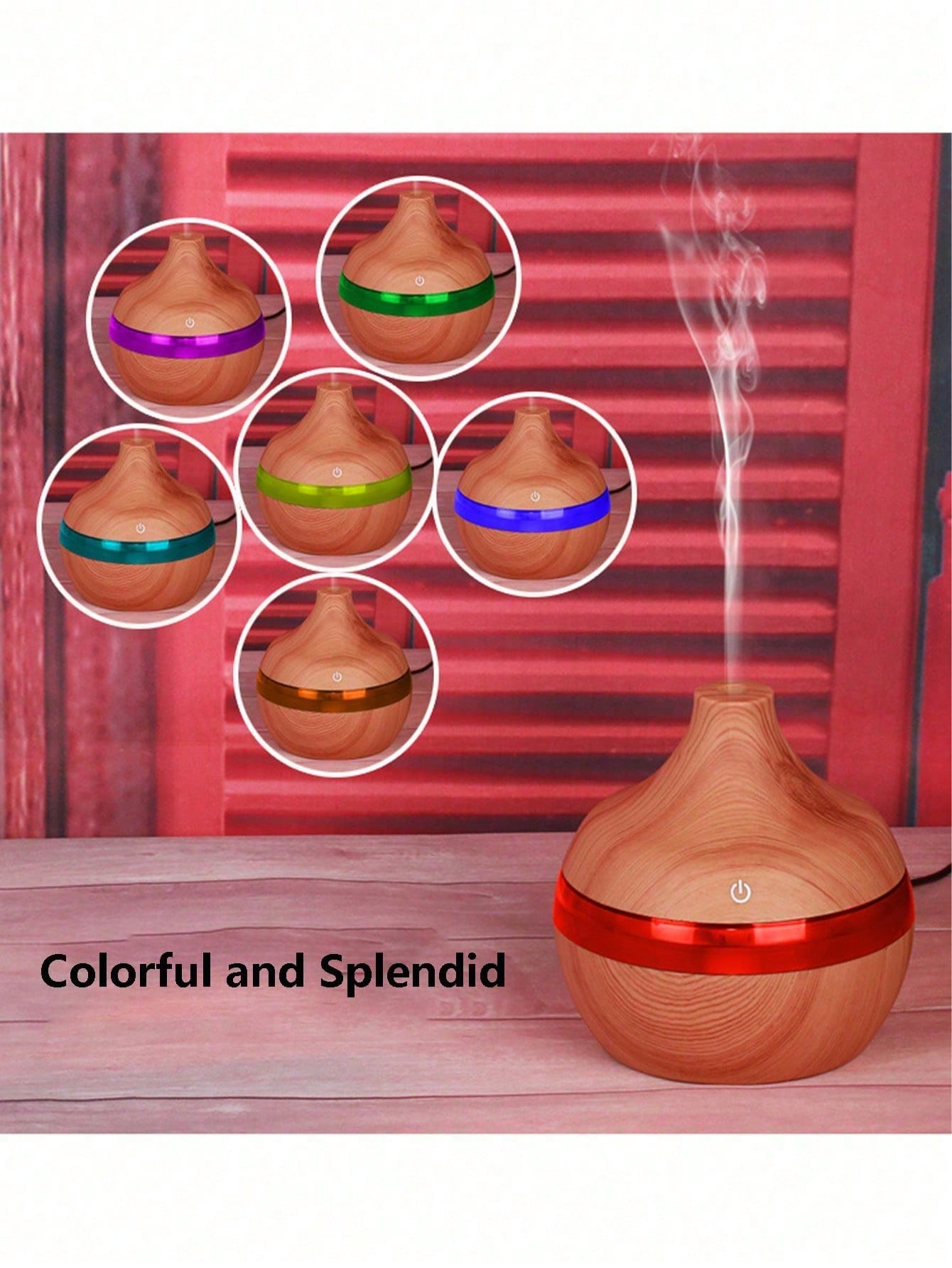 مرطب الهواء بتصميم الخشب مع إضاءة ليلية، يعمل بالط...