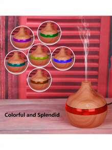 Wood Grain Humidifier With Night Light, USB Powered, Suitable For Bedrooms And Offices, Atomization Mode, Maximum Humidity 300ml/H, Applicable Area 10-20㎡, Touch Control Operation, Silent Operation, Bedroom Humidifier, Simple Design, Natural Beauty, Quiet Operation - Multicolor - View 11