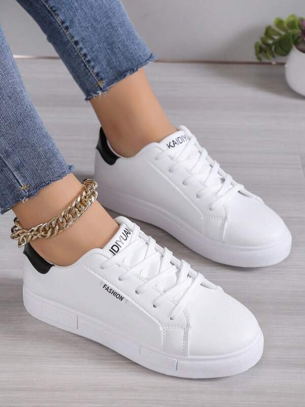 Calçados esportivos casuais femininos para atividades ao ar livre, calçados planos com cadarço, calçados confortáveis e respiráveis, versáteis para todas as estações e deslocamentos