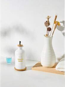 1pc 12OZ/350ML Mouthwash Dispenser, Coffee Syrup Bottle, Soy Sauce Vinegar Bottle, Bathroom Glass Mouthwash Rinser With Stainless Steel & Bamboo Sprout, Reusable Mouthwash Cup, Bamboo Tray And Stickers - Multicolor - View 12