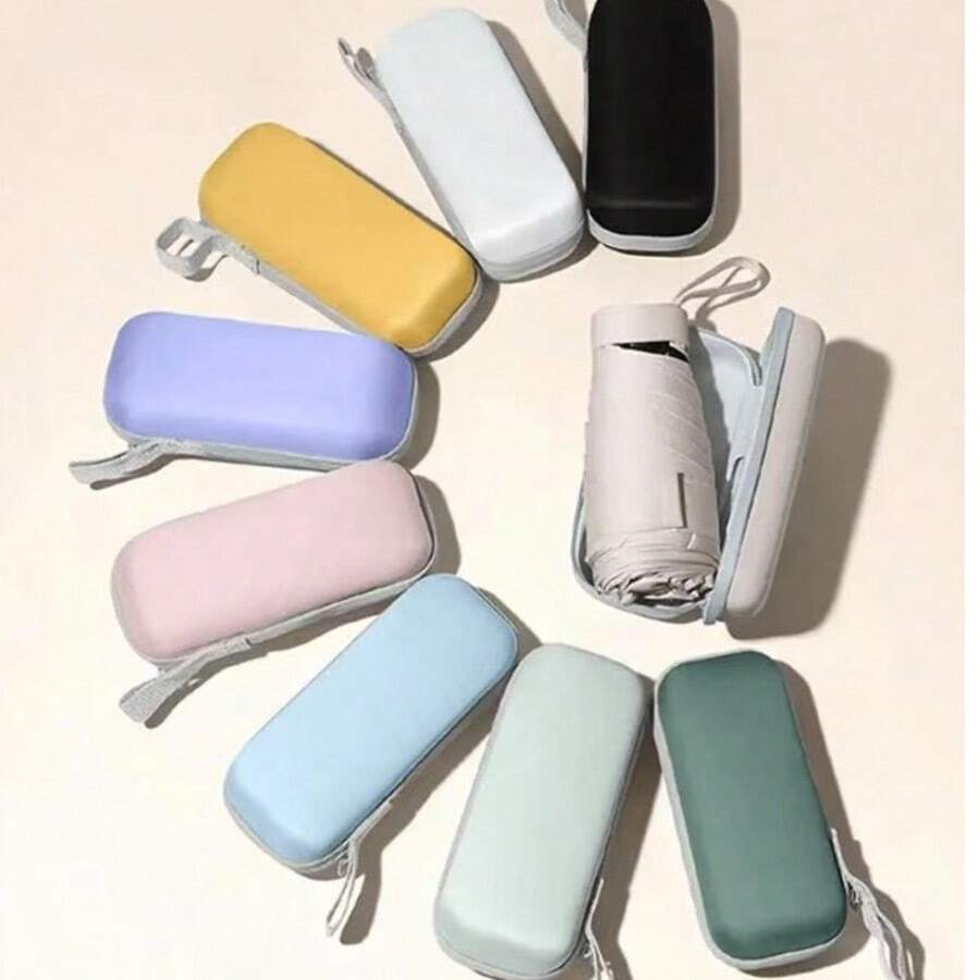 1 pièce Étui de parapluie ultra compact et léger, protection UV noire, convient pour les voyages et la décoration extérieurs. Parapluie pliable, choix printemps-été, cadeaux pour demoiselles d'honneur, décoration de chambre, plage, voyage, pour hommes, pour femmes, vacances, articles mignons - Multicolore - Voir 1