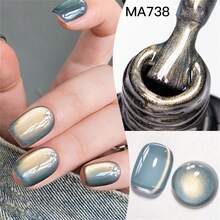 6支装 7毫升 金色玻璃猫咪磁性凝胶指甲油，朋克风美甲，透明水光美甲凝胶，金色闪粉，可卸UV/LED凝胶美甲用品 - 彩色 - 查看 10