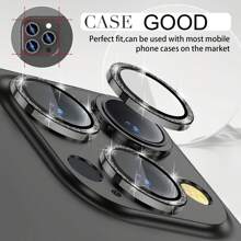 BOLLYMORE 适用于 16e/16Pro Max/16Pro 的 3 片装闪亮摄像头镜头保护膜 - 闪亮铝合金边框，防刮花，炫酷配件，配有易于安装的贴纸，适合日常、办公和家庭使用，保护手机摄像头