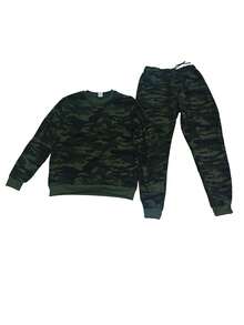 1 Set Men Vintage Distressed Camouflage Outfit, Faded Wash Technology Replicates Classic Military Style, Detailed Pockets Design , Fall Clothes - Army Green - View 9