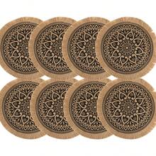 4 Stücke/6 Stücke/8 Stücke 38cm runde Leinen Tischsets, rutschfest, hitzebeständig, leicht zu reinigen, geeignet für Esszimmertisch, Boho-Stil, Zuhause, Restaurant, Küche, Büro, Weihnachtsfeier, Hochzeit, Feiertags-Dekoration, Tischschutz, Geschenk