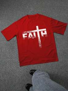 PAYEAH Christian Shirts-Faith & Cross Christian T-Shirts -Faith T-Shirt 100% Heavy Cotton T Shirt2025 - 紅色 - 查看 2