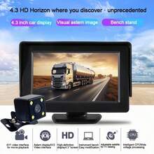 4.3 Inch Monitor Universal Car Monitor Camera, Safe Parking Backup Rearview Camera Kit, HD Reverse Rearview Camera, Great For Sedans, Pickup Trucks, SUVs And Other Cars Reversing Kit - Black - View 3