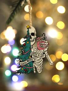 1件装 有点欢乐又有点恐怖的骷髅圣诞树挂饰 有趣的万圣节圣诞节悬挂装饰 适用于诡异的节日圣诞树，恐怖哥特式惊悚跨界派对装饰 秋季装饰 家居装饰 万圣节装饰 房间装饰 圣诞节装饰 家居圣诞礼物 圣诞装饰 - 彩色 - 查看 2