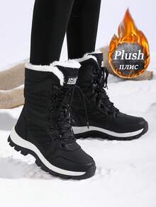 Botas de senderismo de invierno para mujer, botas de nieve casuales y de media pantorrilla para exteriores con suela antideslizante y cordones, zapatos de trekking elegantes y de moda. Marca Zapatos de senderismo de alta gama para mujer, botas de nieve de alta gama para mujer, zapatos deportivos de montaña para senderismo, camping, escalada, botas de nieve de suela gruesa y cálida, talla 36-43