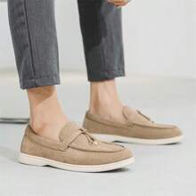 Men's Casual Leather Loafers, New Lightweight Breathable Comfortable Canvas Loafer Shoes