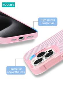 Koolife 1 件细圈磁吸防滑防汗 PC+TPU 拼接条纹手机壳，磨砂纹理，凸起摄像头保护，适用于 11/12/12 Pro/12 Plus/13/13 Pro/13 Pro Max/14/14 Pro/14 Pro Max/15/15 Plus/15 Pro/15 Pro Max/16/16 Plus/16 Pro/16 Pro Max/16e