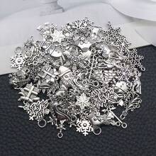 1 paquete de dijes de copo de nieve de aleación en color plata antigua, colgantes de copos de nieve navideños para manualidades, fabricación de joyas, accesorios DIY para collares y pulseras - Plata antigua - Ver 7