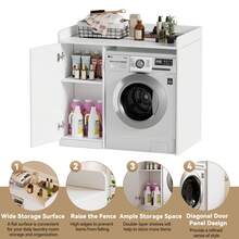 AYYDS Modern Washer And Dryer Cabinet With Storage Space – 96 X 62 X 90 Cm, Laundry Cabinet, Storage Space – Space-Saving Organizer For Kitchen, Bathroom (White) - 白 - 查看 4