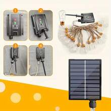 太阳能庭院灯串 16 灯泡 8 种模式 LED 仙女灯户外防水灯适用于花园篱笆阳台假日露营帐篷节日装饰 - 彩色 - 查看 6