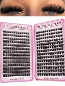 MEM 350pcs Individual False Eyelashes, Eyelash Book, Cluster Eyelash Extensions, DIY Cluster Eyelash Extensions For Home Use - Hitam - View 1