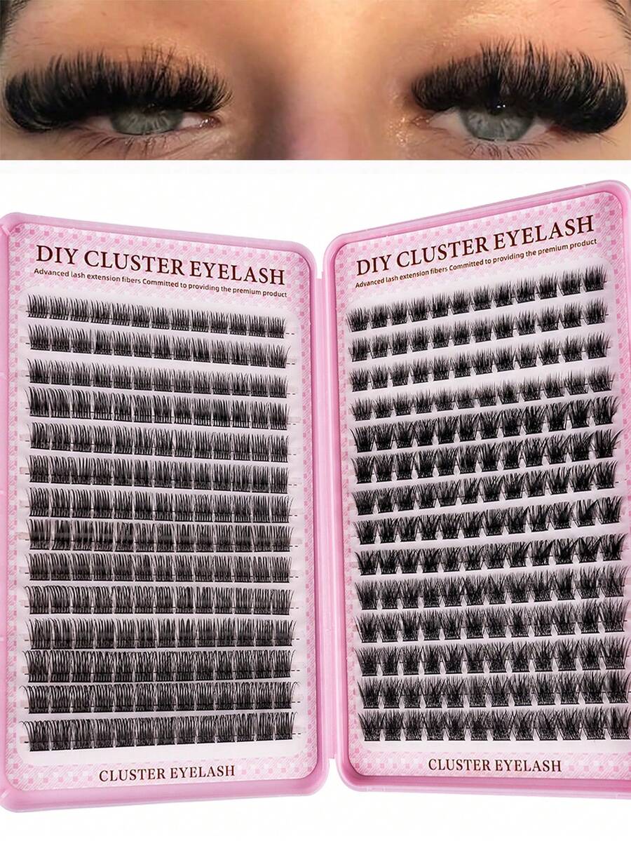 MEM 350pcs Individual False Eyelashes, Eyelash Book, Cluster Eyelash Extensions, DIY Cluster Eyelash Extensions For Home Use - Hitam - View 1