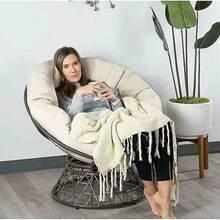 Round Cushions, Round Tufted Chair Cushions, Thick Solid Color Comfortable Floor Cushions, Garden Cushions, Rattan Chair Cushions, Hanging Chair Cushions - Màu xám nhạt - Xem 3