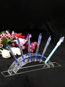 1pc Multi-Functional Dual-Layer/Single-Layer 48-Hole Curved 12-Hole/24-Hole Acrylic Organizer For Pencils, Pens, Brushes, Hair Clips, Makeup Brushes, School Supplies, Desk Organizer, All-In-One, No Assembly Required, Back To School,Stationery,Bag,Case - Clear - View 8