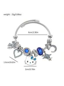 Sanrio Juego de 1 pieza, un lindo brazalete con colgante de estilo Hello Kitty con colgante de aleación y decoración roja, adecuado para uso diario y regalo - accesorios de joyería con temática de anime de moda sin chapado, adecuado para todas las estaciones.