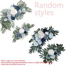 2 包豪华人造玫瑰花环装饰套件塑料玫瑰花适用于婚礼拱门和欢迎标志装饰 - 非常适合感恩节活动手工制作的仿花花环套装 - 优雅的人造玫瑰花束适用于婚礼和订婚，可立即用于仪式、楼梯和椅子装饰