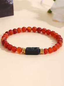 ZIRUISP 1 件天然黑碧玺 6 毫米手链，男女适用，强大的保护、接地、情绪平衡能量石，精神疗愈水晶礼物 - 黑色 - 查看 5