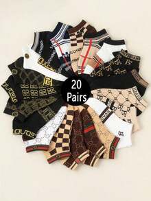 10 Pairs Random Assorted Men's Short Socks, Highly Attractive Cool Ins Fashion Casual Low-Cut Socks, Thin Breathable Sweat-Absorbent For Spring/Summer, Size 39-42/43-46 - Multicolor - View 2