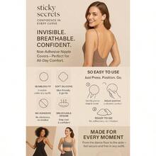 QY Grippy Not Sticky Nipple Covers For Women Cakes Reusable NonAdhesive Nipple Pasties For Women Silicone Strapless Bra 8380 - Caramel - 查看 6