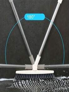 1 件可调节长柄硬毛地板刷 - V 型刷头，深度清洁瓷砖缝隙和狭窄角落，商用家用户外卫生工具，便携式设计，耐用结构，清洁用品 - 彩色 - 查看 4