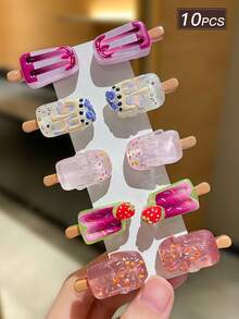 10pcs/Set Women's Colorful Ice Cream Hair Clips, Sweet & Cute Style, Hair Accessories, Summer Holiday Decor, Hair Clips, Suitable For Casual Daily Wear And Outings. Autumn Accessory Set, Hair Accessories, Women's Accessories, Back To School Headwear, School Supplies, Halloween Hair Decor., Hairpin - Multicolor - View 15