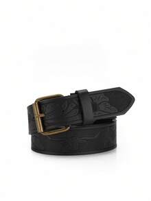 1 条西式男士带扣 PU 皮带（含打孔器）休闲、商务、男朋友丈夫父亲爸爸男士礼物、日常穿着、时尚、青少年、户外、度假、运动、旅行、街头、波西米亚风、复古 - 壓花針扣 - 查看 16