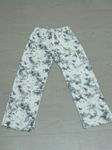 Calça Longa Masculina Casual com Estampa Tie-Dye e Cordão na Cintura