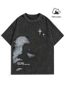 Camiseta Casual de Manga Corta con Estampado Gráfico y Cuello Redondo para Hombres, para Salir, Regalo para Novio