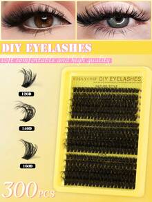 300 簇睫毛浓密蓬松纤细睫毛 0.07 毫米 D 卷曲假睫毛 30D-160D/10-18 毫米混合长度仿貂皮单根睫毛自然柔软睫毛延长化妆品适合任何风格