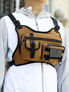 男士户外战术背心包，功能休闲个性化斜挎包，ins风胸包，运动胸包，男士圣诞礼物