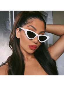 1 Paar Retro Katzenaugen Modebrillen, weiß, modisch für Street-Style, Reisen, Strand, Autofahren