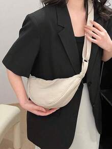 Lightweight Foldable Nylon Crossbody Bag, Casual Shoulder Bag, Large Capacity, Zipper Closure