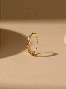 1 件时尚微镶嵌水钻鼻环，女士穿孔首饰 - 金彩 - 查看 2