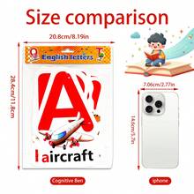 蒙特梭利英语常用数字字母图片记忆卡儿童字母表意识，ABC 单词和数字蒙特梭利幼儿早期学习教育工具，独特的卡片形状吸引孩子的注意力，适合小手，圆角设计不伤手，课堂和家庭活动生日返校礼物，入学必需品