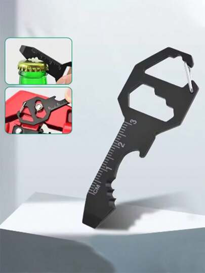 1PC/3/6PCS Keychain Bottle Opener Multi Tool, With Keychain,Stainless Steel EDC Gadget, Men's Keychain,6 Tools In 1,Bottle Opener, Wrench, Screw Driver, Metric Ruler,Cord Cutter, Car Keychains,Keyrings, Keychain Accessories, Matching Keychains Universal Everyday Carry Pocket And Backpack Tool Multif Arsenal Keychain
