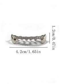 1pc Hip Hop Gold & Silver Cool Fang Tooth Unisex Suitable For Halloween, Christmas, Valentine's Day, Birthday Party, Daily Wear - Multicolor - View 5
