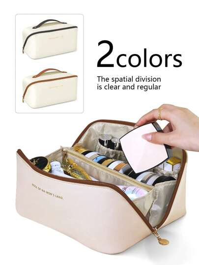 Large Capacity Spacious Double Layer Makeup Bag, Makeup Storage Bag, PU Leather Waterproof Makeup Bag, Lightweight Toiletry Makeup Bag, Large Capacity Toiletry Bag With Divider Layers, Multi-Function Travel Storage Bag, Travel Home Makeup Bag Organizer, Cruise Essentials, Dormitory Essentials, Bathroom Storage, Bag, Room Decor, Bags, Makeup Bag,Makeup Pouch,Cosmetic Bag,Travel Essential,Large Capacity,Large Makeup Bag,Christmas Gifts,Pouch,Travel,Gifts For Women,Women's Necessaire,Travel Essential,Pouch,Clutch / Small Handbag,Necessaire,Makeup Organizer,Makeup Organize,Pouch,Brush Holder,Mini Pouch,Large Capacity Pouch