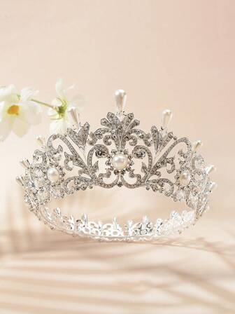 1ชิ้น มงกุฎเจ้าหญิงหรูหราสไตล์วินเทจ โลหะผสมสังกะสีแวววาว เรียบง่าย สำหรับเป็นของขวัญวันเกิด เครื่องประดับผมสำหรับผู้ใหญ่ มงกุฎแต่งงานสำหรับเจ้าสาว มงกุฎสำหรับชุดเดรส เครื่องประดับสำหรับวันวาเลนไทน์ตลอดทั้งปี