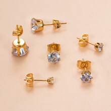 6 Paia Di Orecchini Con Zirconia Cubica Per Donne E Uomini, Orecchini A Perno In Acciaio Inossidabile Ipoallergenici Con CZ Per Cartilagine, 3mm 4mm 5mm 6mm 7mm 8mm
