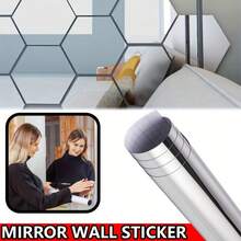 1 pieza Adhesivo de espejo 3D - A prueba de roturas, lavable, apto para vidrio, azulejos, gabinetes y superficies lisas - Estilo moderno, diseño de múltiples piezas, decoración del hogar creativa, decoración de pared con espejo, decoración de pared moderna con patrón geométrico lavable - Plateado - Ver 5
