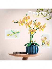 Christmas Decoration DIY Assembled, Creative Dendrobium Orchid Everlasting Flower Mini Building Block Potted Plant Desktop Decor,Building Flower,Blocks Flowers Diy,Plant Blocks - 1 Item - View 5